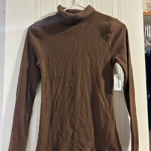 Old Navy Women's Chocolate Ribbed Long Sleeve Top